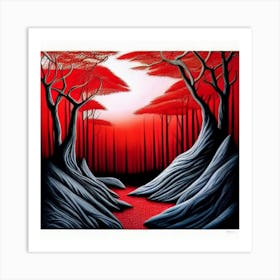 Red Forest Art Print