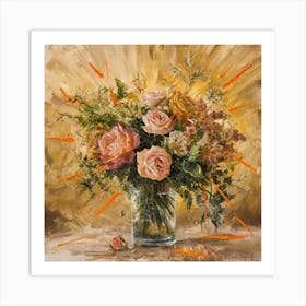 Vibrant Blossoms: Post-Impressionist Encaustic Still Life 1 Art Print