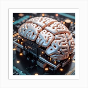 Brain On A Circuit Board 1 Art Print