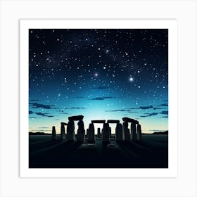 Stonehenge Under Starlit Night Sky Art Print