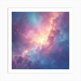 Radiant Watercolor Nebula With Soft Celestial Hues 1 Art Print