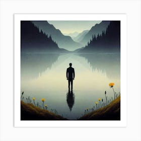 Man Standing In Water Art Print