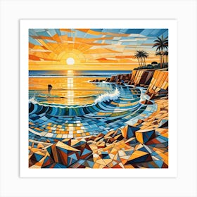 Shark Bay Australia Cubism Art Art Print