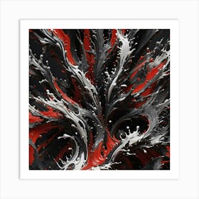 Abstract Black And Red Painting 1 Art Print