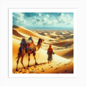 Camels In The Desert Art Print