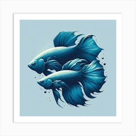 Blue Siamese Fish 1 Art Print