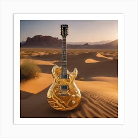 Golden liquid guitar Art Print