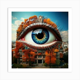 Firefly Surreal Building Sized Eye With Seasonal Layers 99815 Art Print