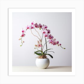 Orchids In A White Vase Art Print