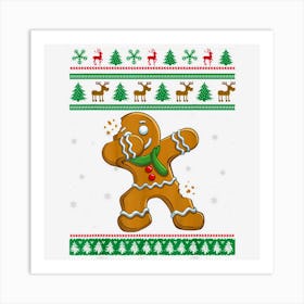 Dabbing Gingerbread Santa Ugly Christmas Sweater Xmas Cookie Art Print