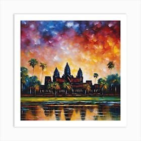 Sunset At Angkor Art Print