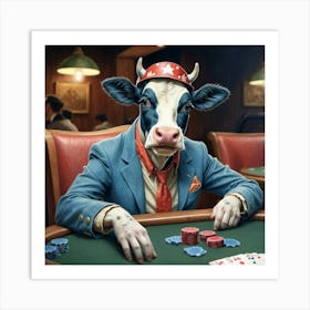 Cow Playing Poker 5 Art Print