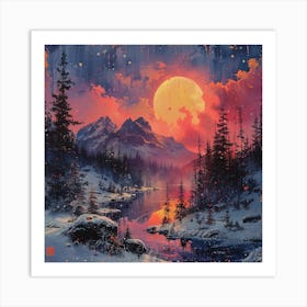 'Sunset In The Mountains' 1 Art Print