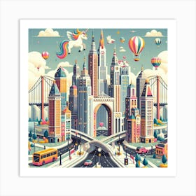 Unicorn City View Art Print