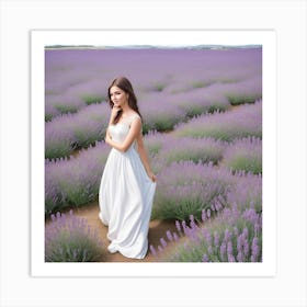 Absolute Reality V16 Beautiful Woman In White Dress In A Lavan 2 Art Print