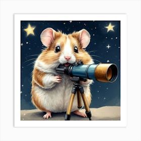 Hamster With Telescope 2 Art Print