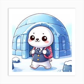 Polar Bear In School Uniform Art Print