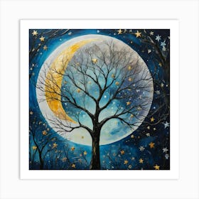 Moon And Stars Art Print