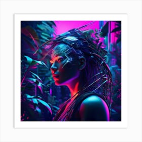 Futuristic Woman In The Jungle Art Print