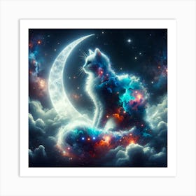 Cat On The Moon Art Print