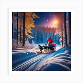 Sled Dog In The Snow Art Print