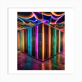 Neon Lights In A Room Art Print