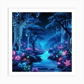 neon-lit jungle wall art 3 Art Print