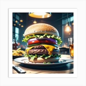 Hamburger On A Plate 108 Art Print