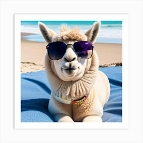 Llama On The Beach 3 Art Print