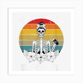 I Hate Everyone But Coffee Helps Funny Goth Skeleton Art Print