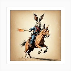 Rabbit On Horseback 2 Art Print