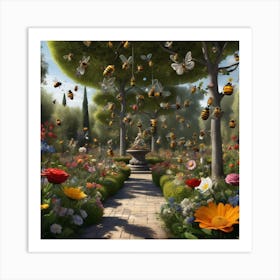 Bees In The Garden 6 Art Print