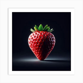 Strawberry On Black Background 1 Art Print