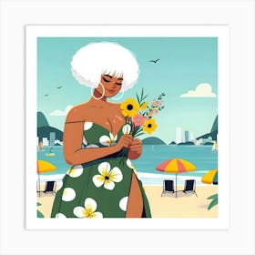 Rio De Janeiro Woman in A Green Dress Art Print