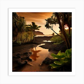 Landscape Mauritius Island Earthy Tones Art Print