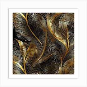 Gold Feathers 10 Art Print