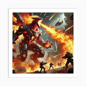 Flame Leviathan Flaming Roar Art Print