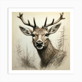 Deer Head 36 Art Print