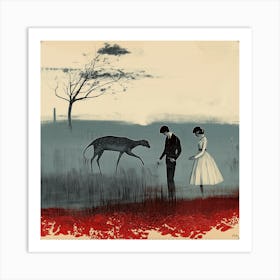 Couple With A Dog II Art Print