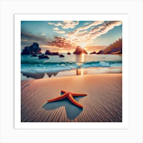 Beach Scene A Starfish In The Foreground Vanish (4) Art Print