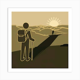 Hiker In The Desert 1 Art Print