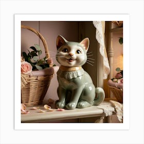 Cat On A Shelf Art Print