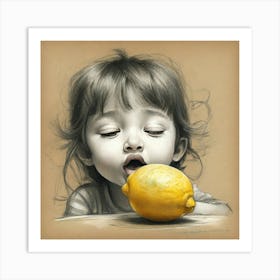 Child Eats A Lemon Art Print