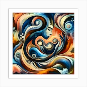 Abstract Mother And Child Art Print