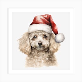 Poodle In Santa Hat 4 Art Print