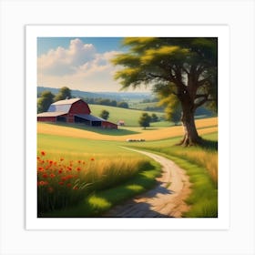 Peaceful Farm Meadow Landscape (41) Art Print