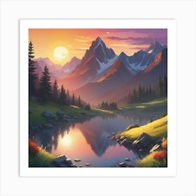 Mountain Landscape Painting 3 Art Print