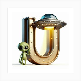 Funny Alpabet - U (UFO) Art Print