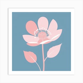 A White And Pink Flower In Minimalist Style Square Composition 375 Art Print