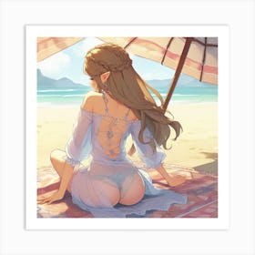 Zelda enjoying the ocean breeze Art Print